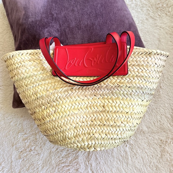 New Christian Louboutin Loubishore Wicker Summer Tote - Picture 12 of 16